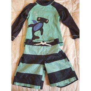 Gymboree Whale Striped Swim Set